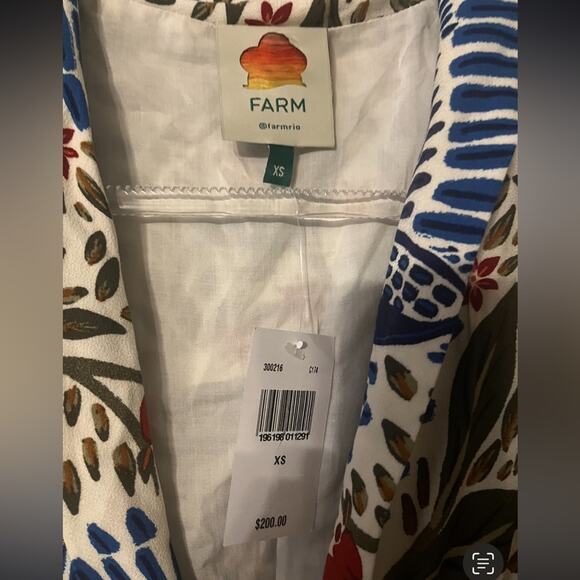 FARM Rio Blue Macaw Flight Deep V Boho Artsy Maxi Dress Size XS NWT - Picture 7 of 7